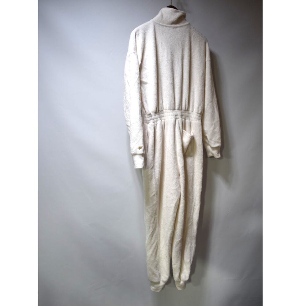 Fabletics White Terry Cloth Zip Front Jumpsuit Women's Large Loungewear - Picture 3 of 3